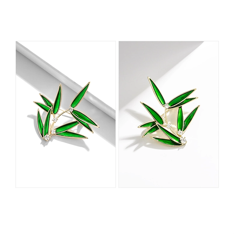 Green Bamboo Leaf Brooch