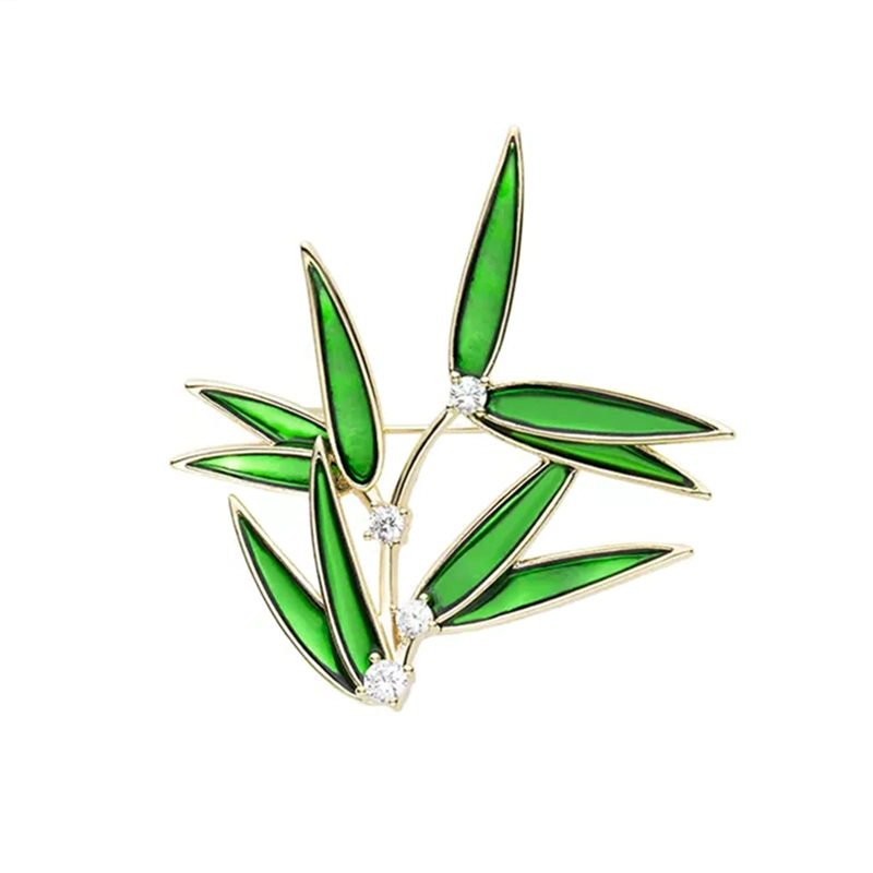 Green Bamboo Leaf Brooch