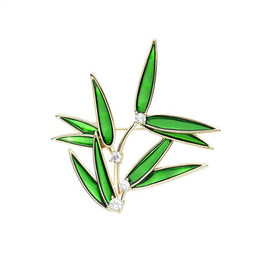 Green Bamboo Leaf Brooch