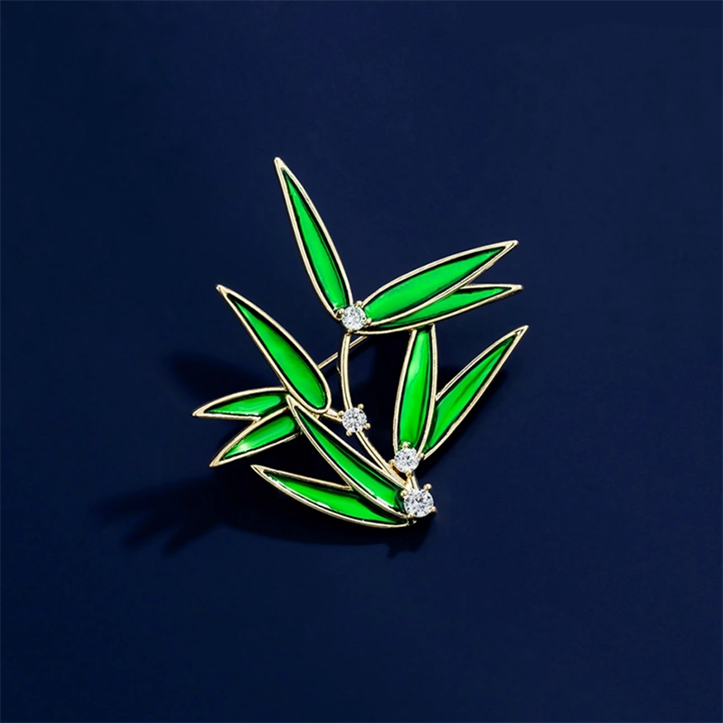 Green Bamboo Leaf Brooch