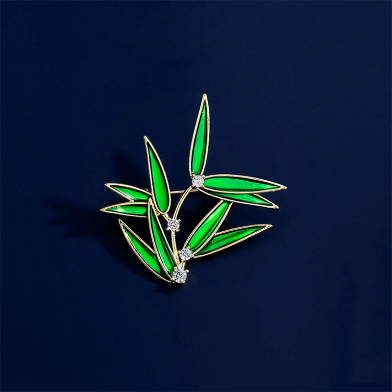 Green Bamboo Leaf Brooch