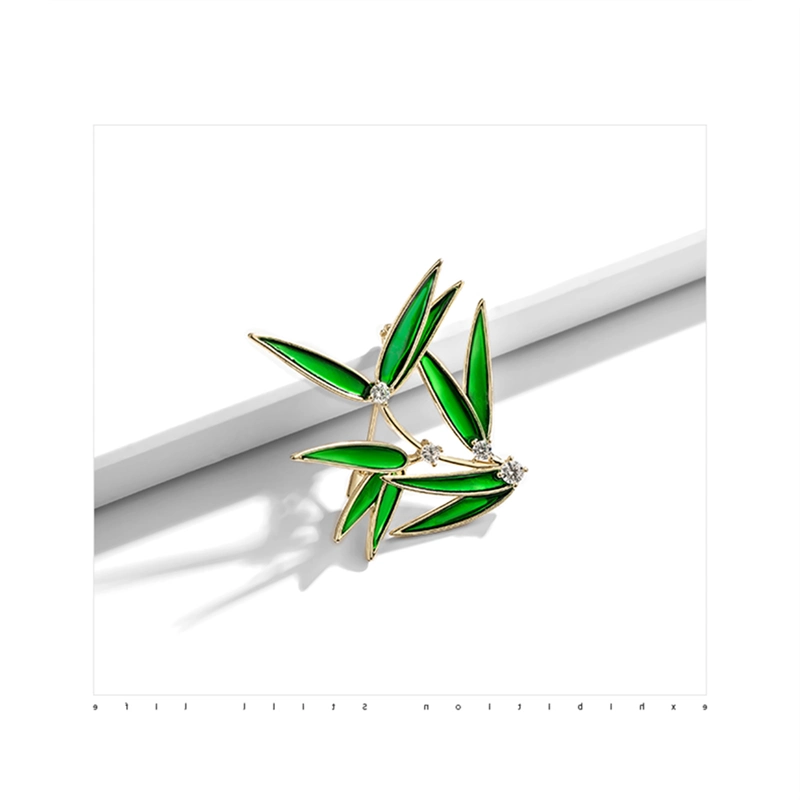 Green Bamboo Leaf Brooch